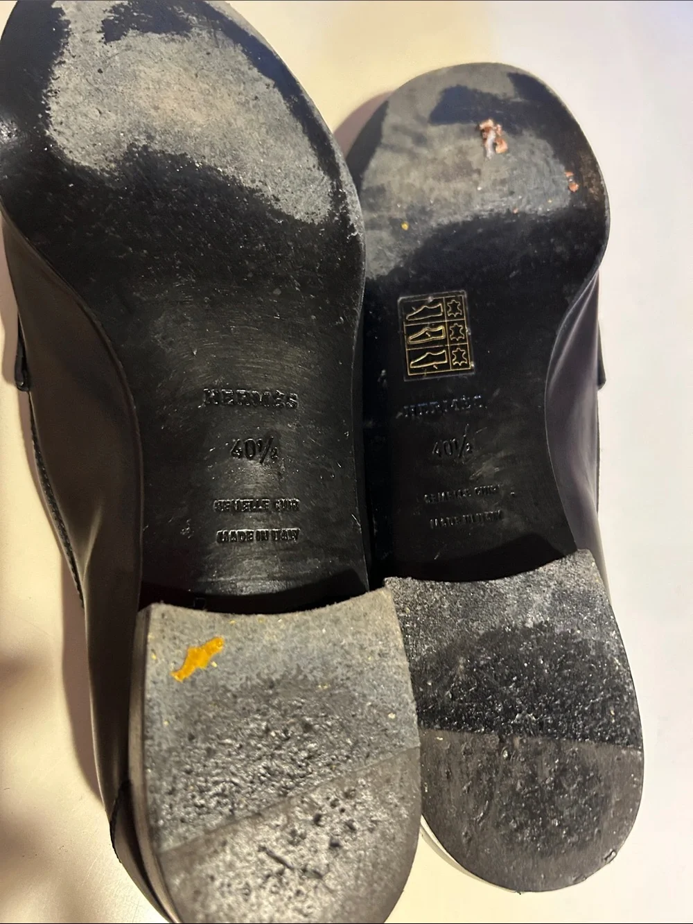 Hermes Black Leather Loafers with Gold H-Bit